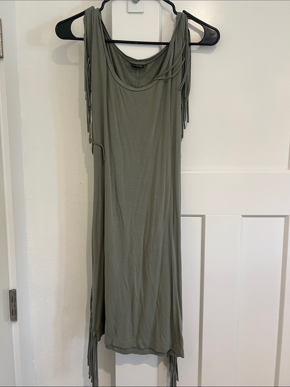 Fringe Sleeve Olive Green Women's Dress